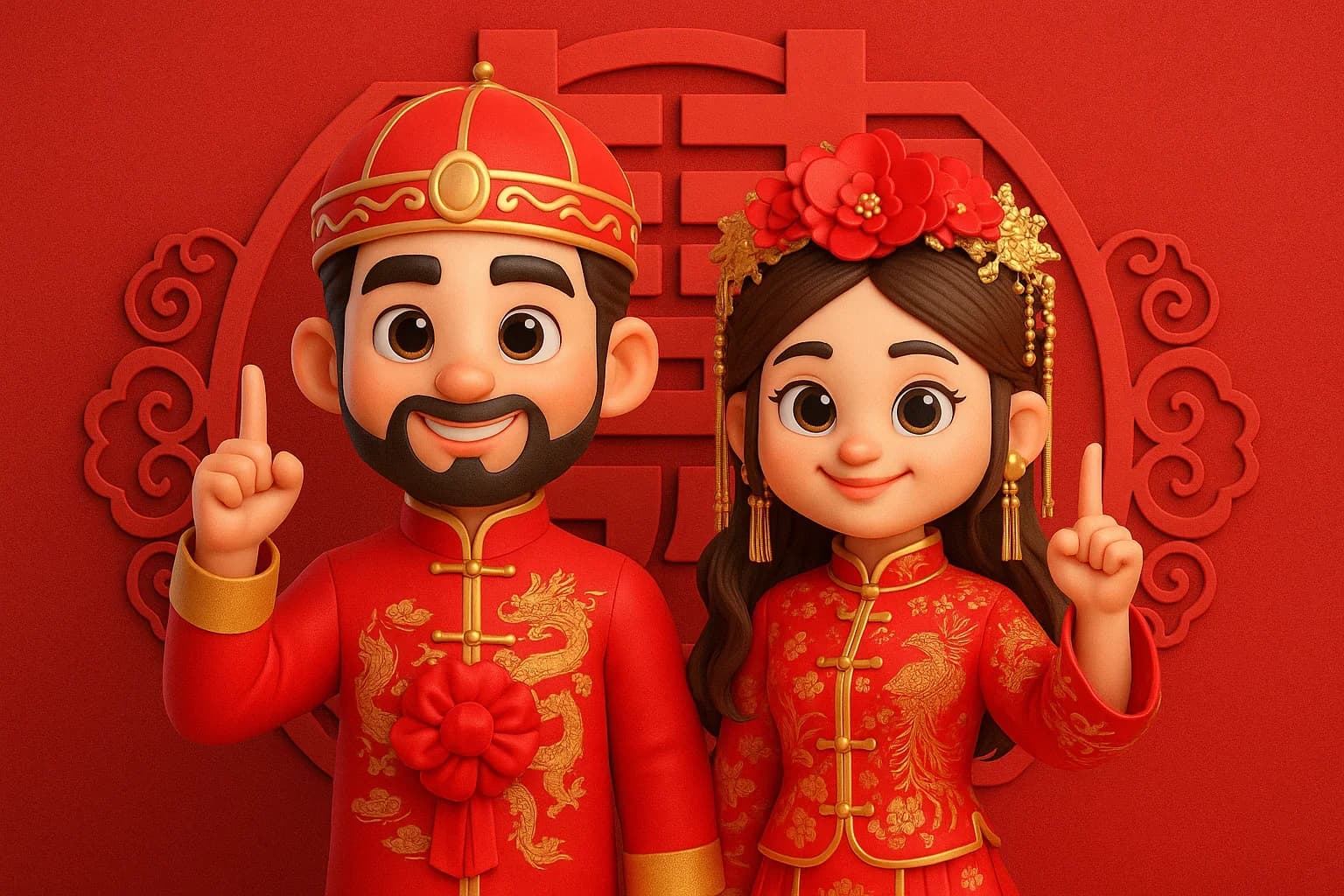 3D Q版中式婚礼图 (by @balconychy)